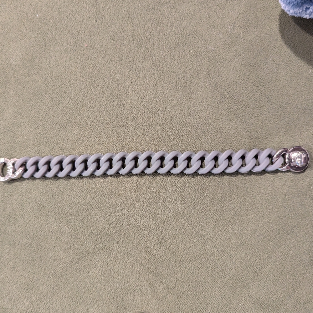 Rustic Cuff, grey silicone rope style bracelet with silver clasp